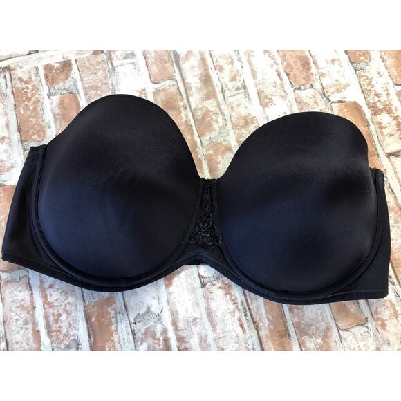 Vanity Fair Beauty Back Strapless Bra 44DD Blck Underwire Molded Cup Style 74380 - Picture 1 of 8